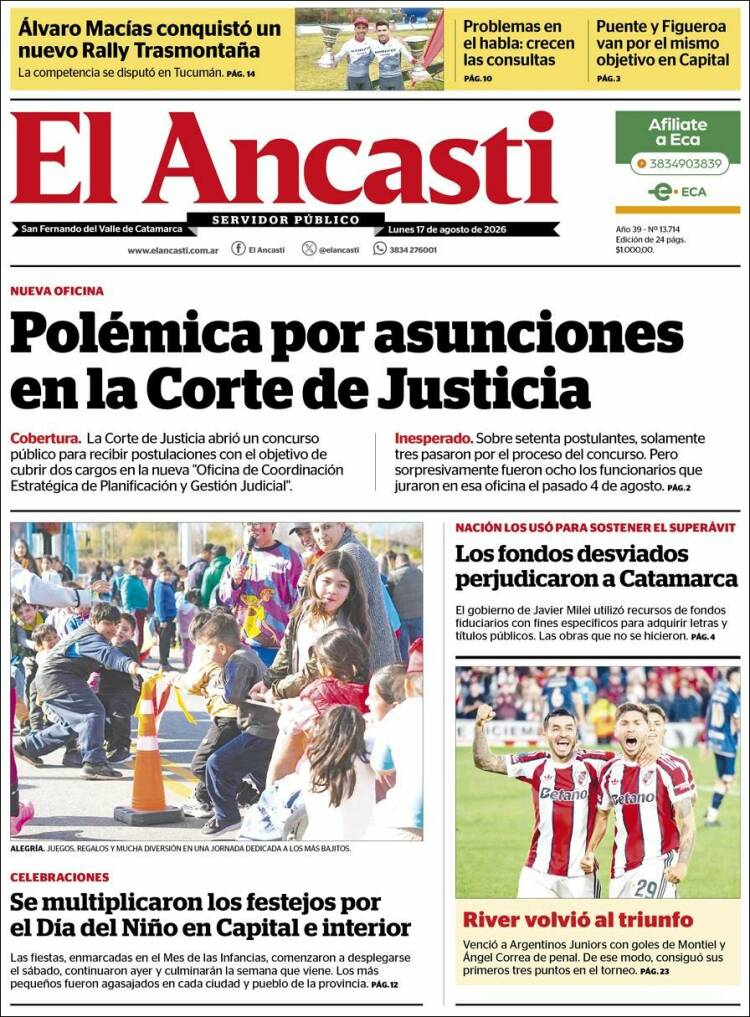 Portada de El Ancasti (Argentina)