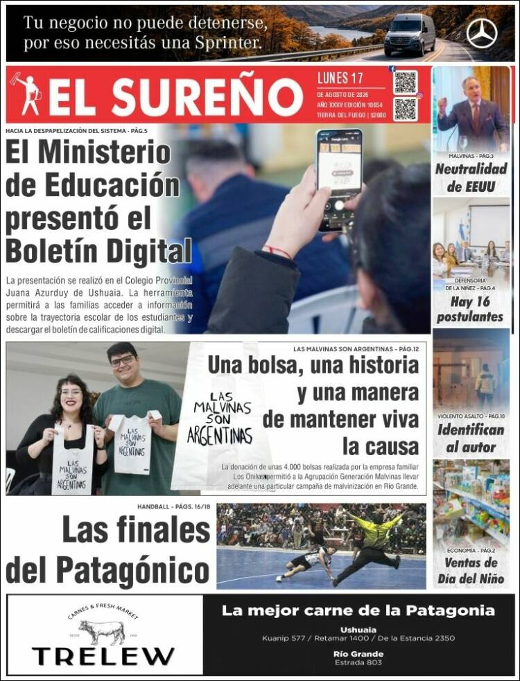 Portada de Diario El Sureño (Argentina)