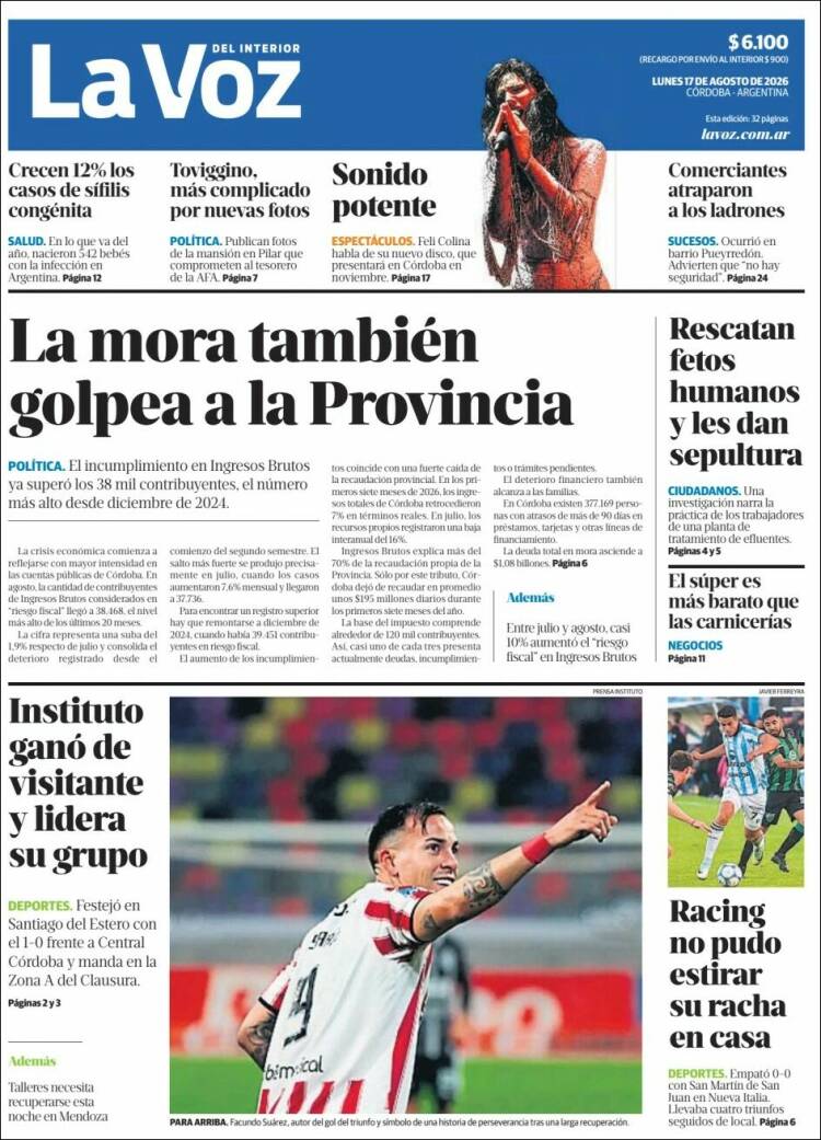 Portada de La Voz del Interior (Argentina)