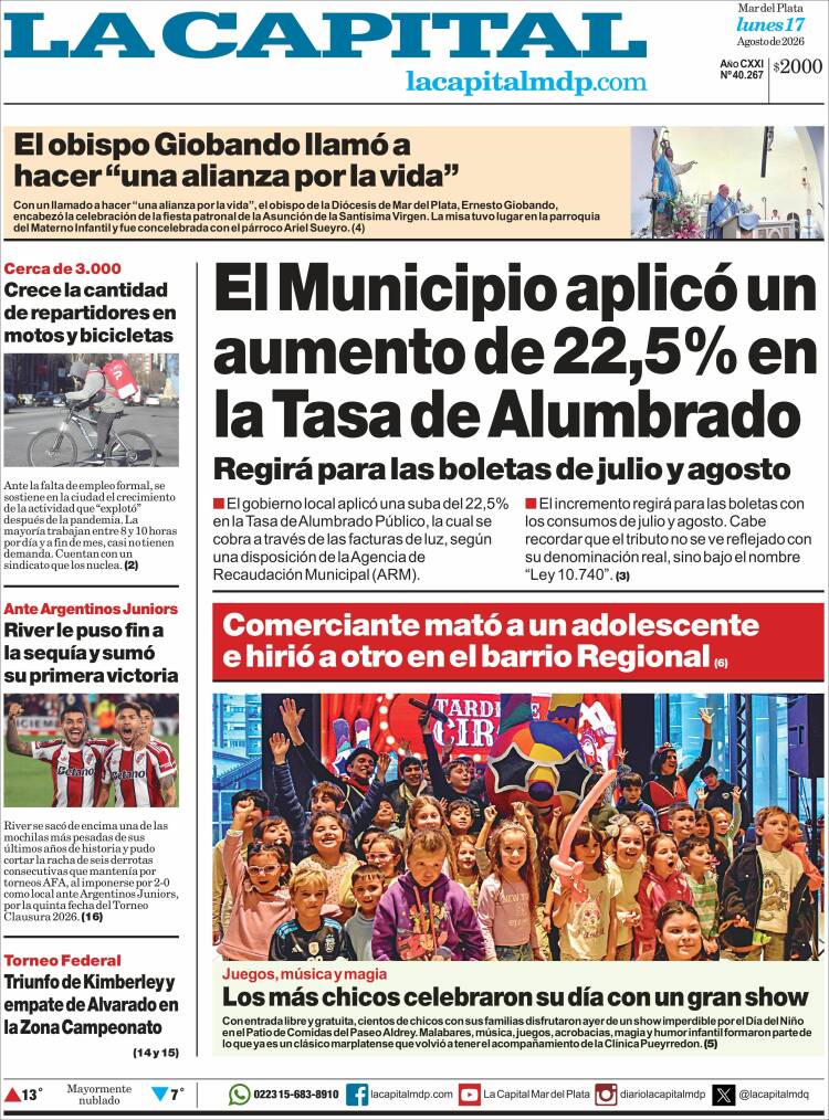 Portada de Diario La Capital - Mar del Plata (Argentina)