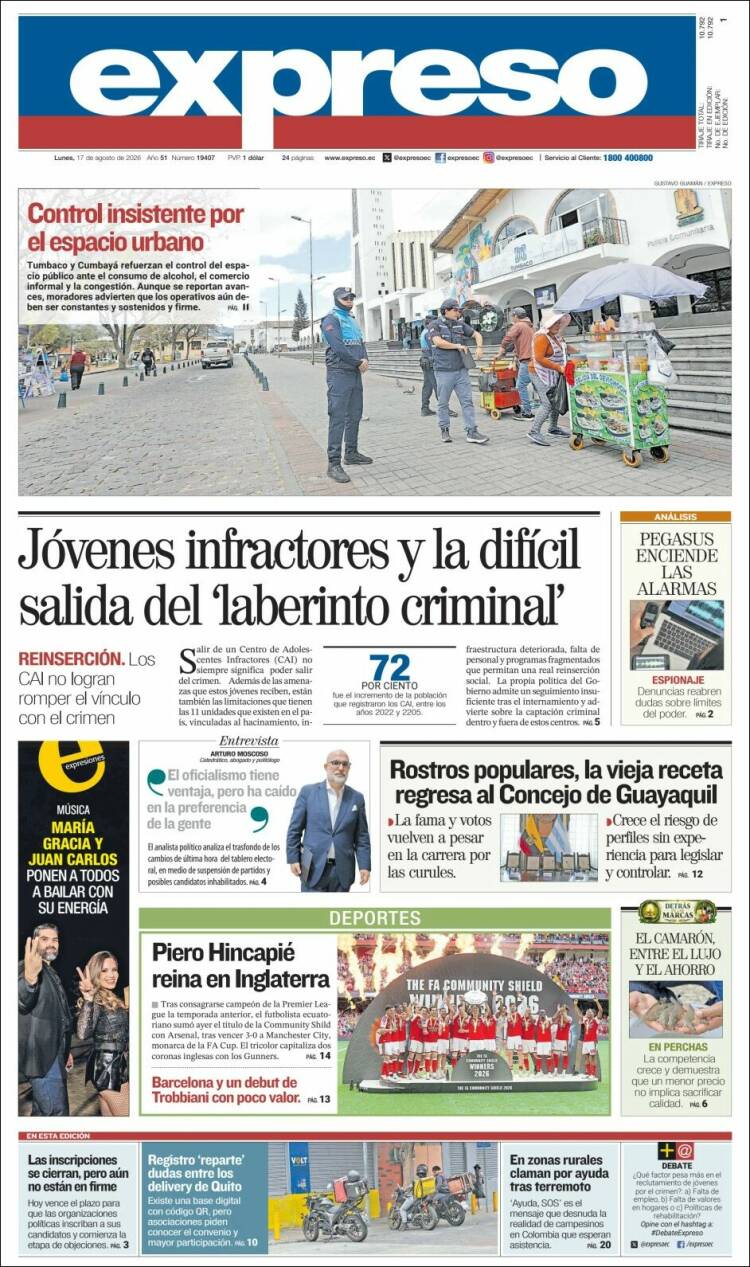 Portada de Expreso (Ecuador)