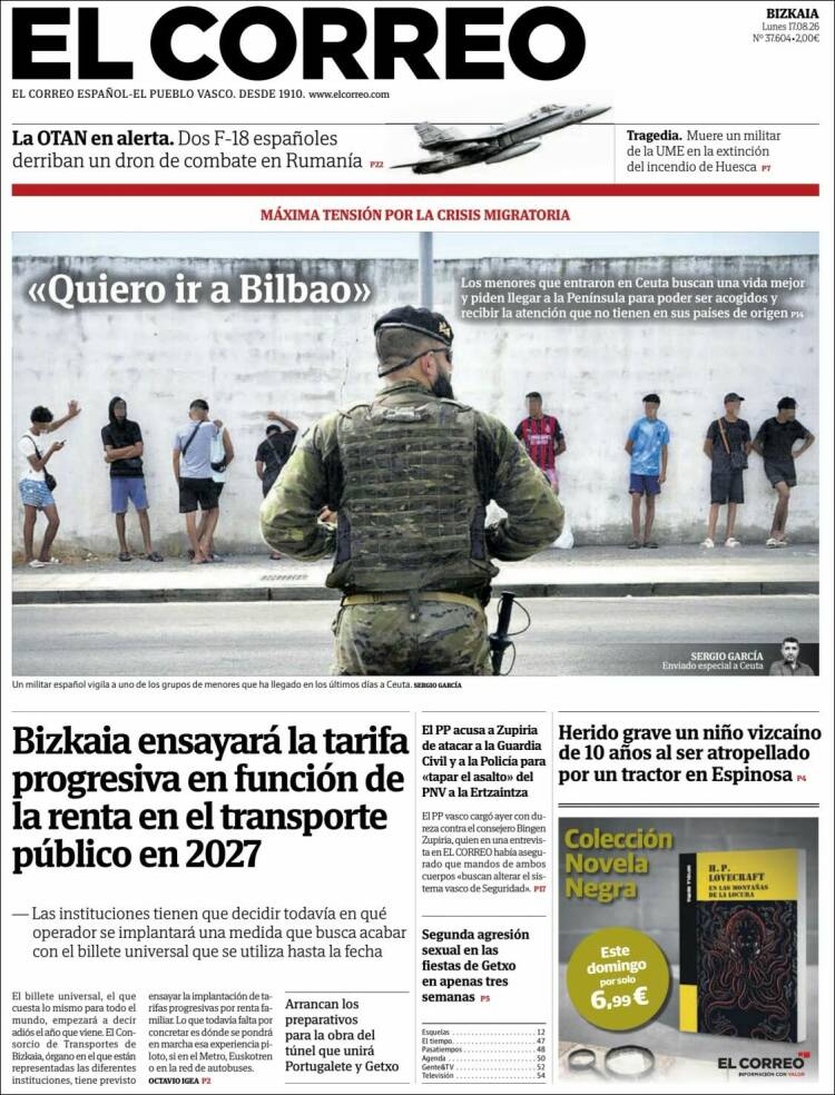 Portada de El Correo (Espa&ntilde;a)