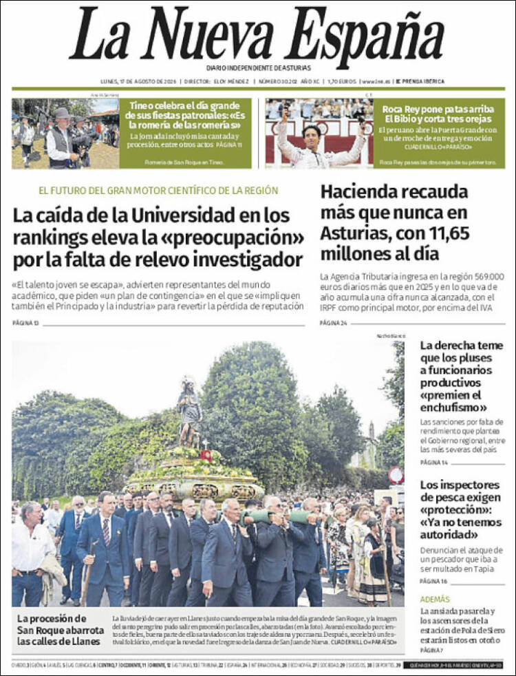 Portada de La Nueva España (Espa&ntilde;a)
