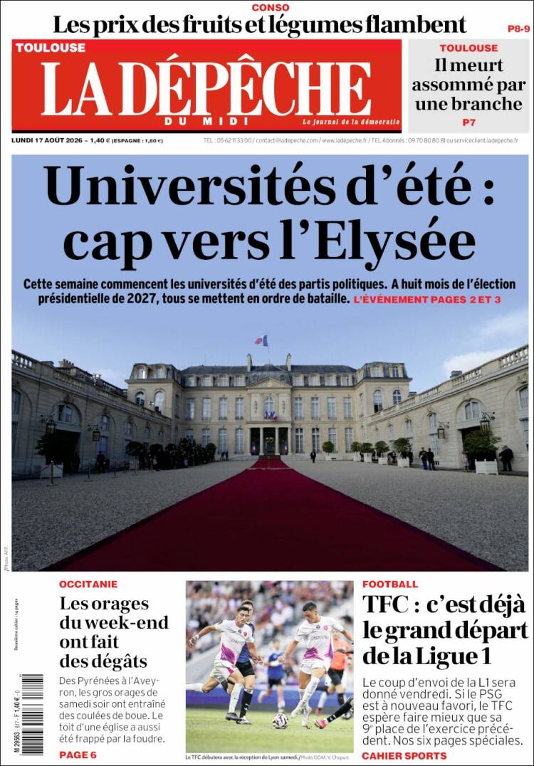 Portada de La Dépêche du Midi (Francia)