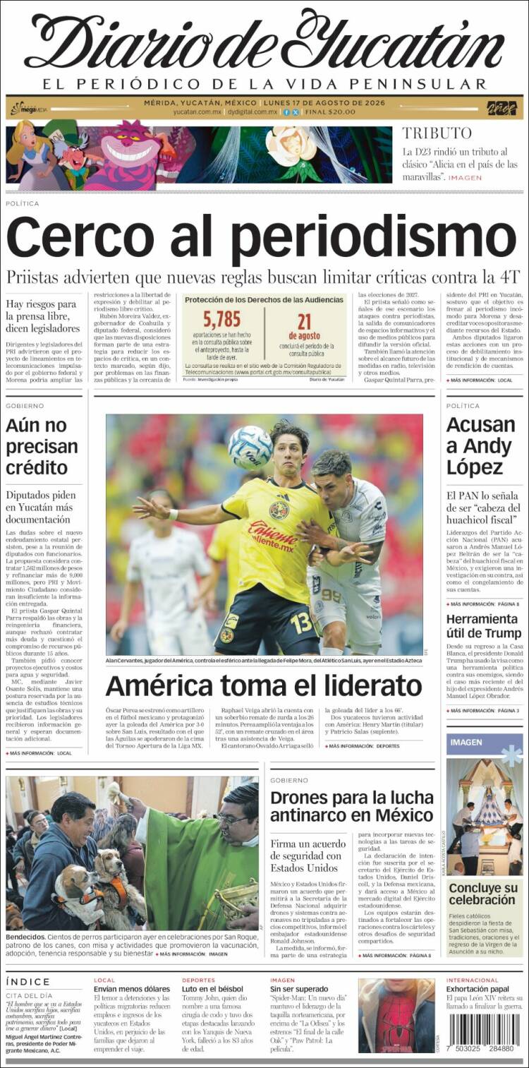 Portada de Diario de Yucatán (M&eacute;xico)