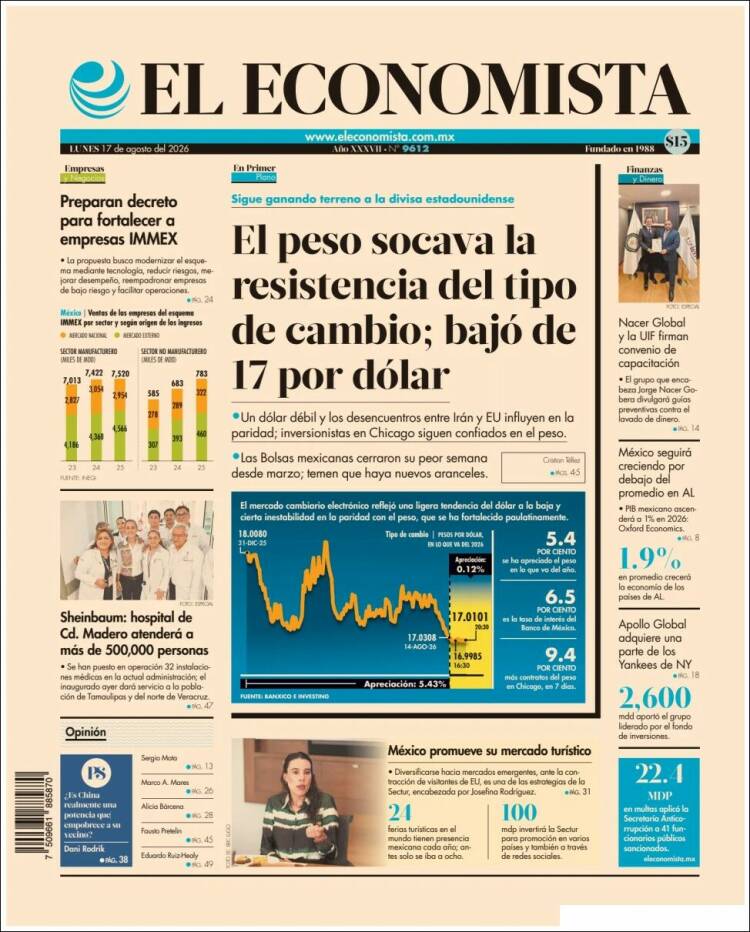 Portada de El Economista (M&eacute;xico)