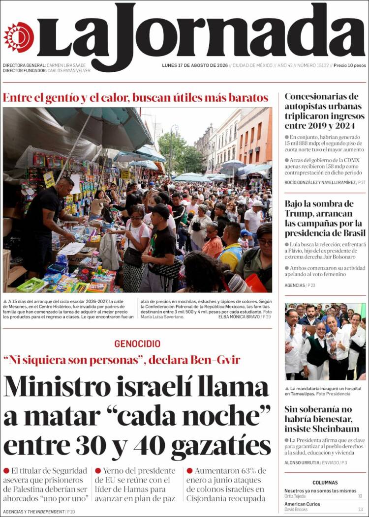 Portada de La Jornada (M&eacute;xico)