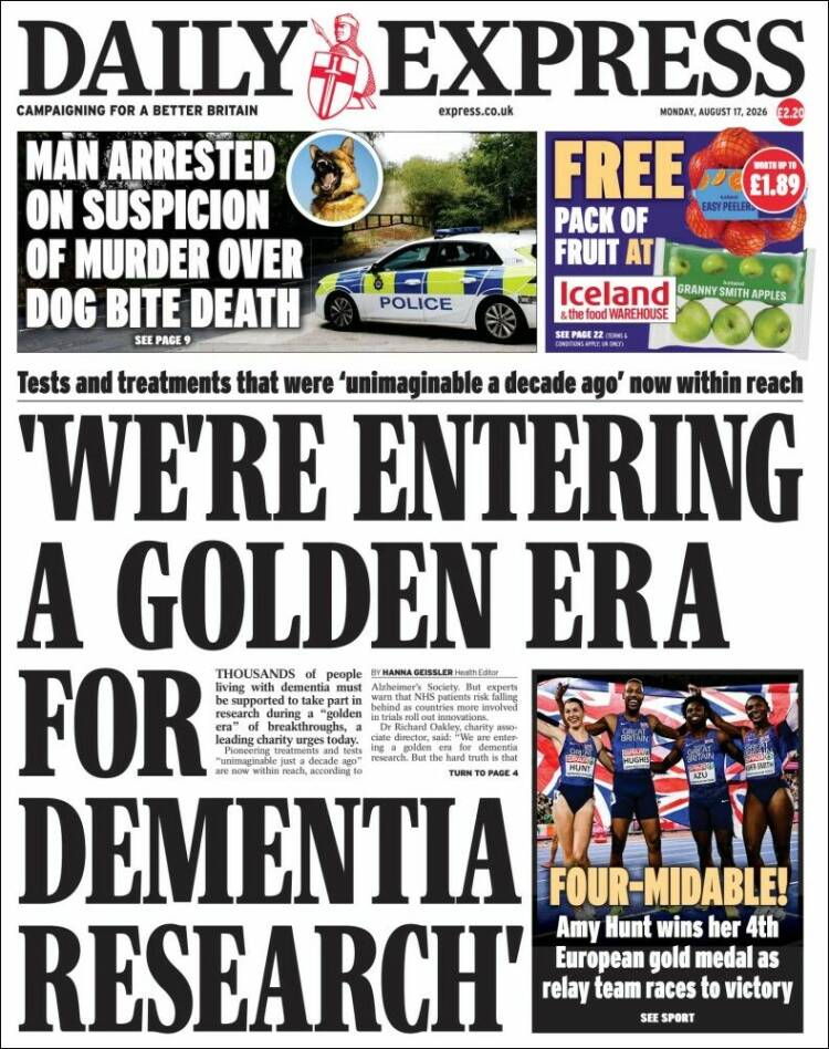 Portada de Daily Express (Reino Unido)