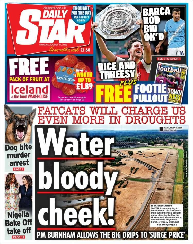 Portada de Daily Star (Reino Unido)