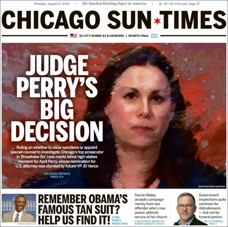 Portada de Chicago Sun-Times (USA)