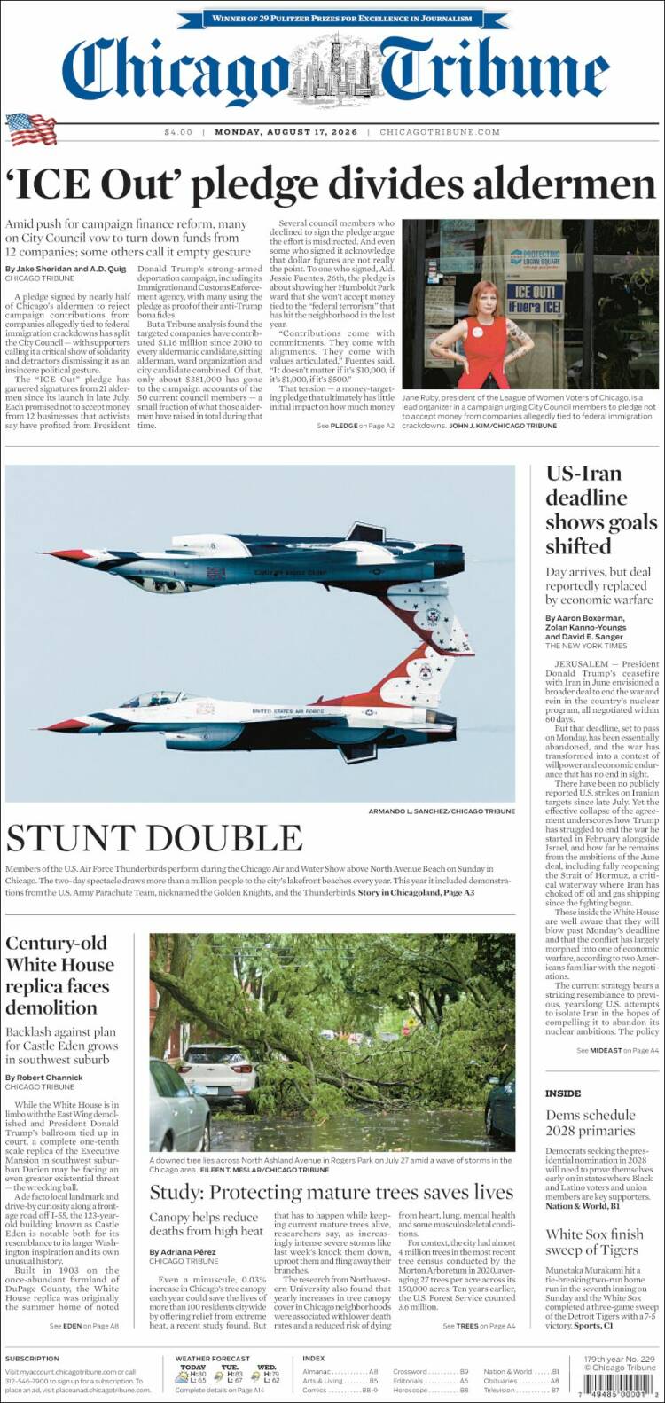 Portada de Chicago Tribune (USA)