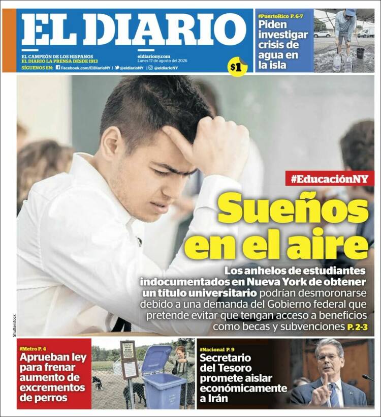 Portada de El Diario NY (USA)