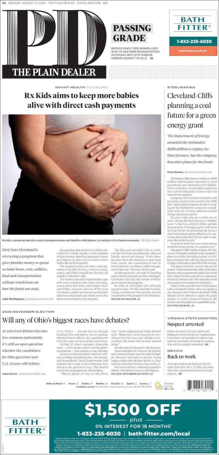 Portada de The Plain Dealer (USA)