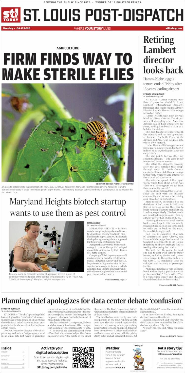 Portada de St. Louis Post-Dispatch (USA)