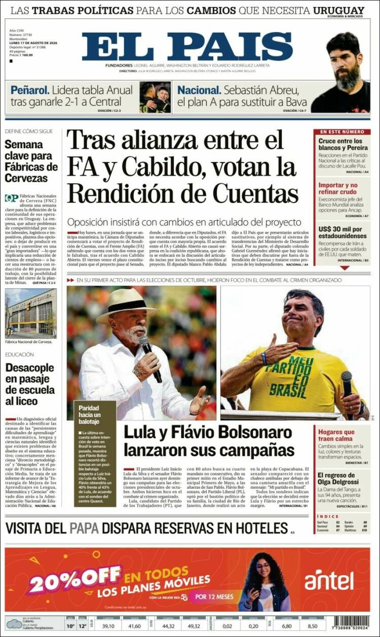 Portada de El País (Uruguay)