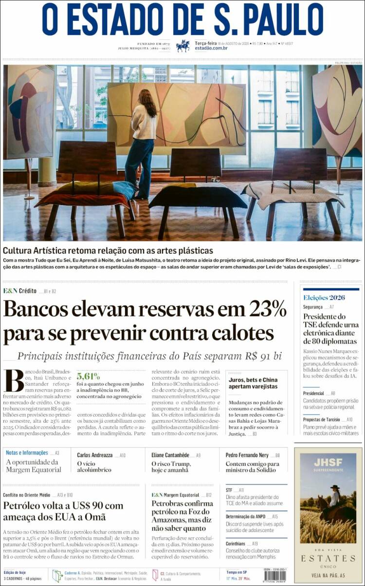 Portada de O Estado de São Paulo (Brasil)