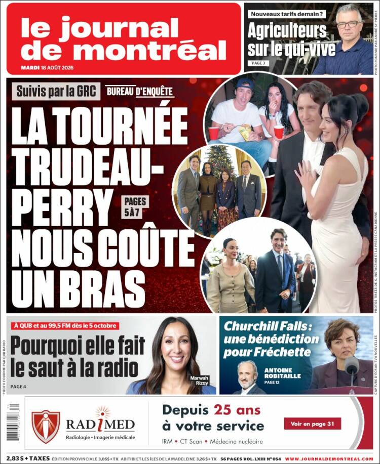 Portada de Le Journal de Montréal (Canad&aacute;)
