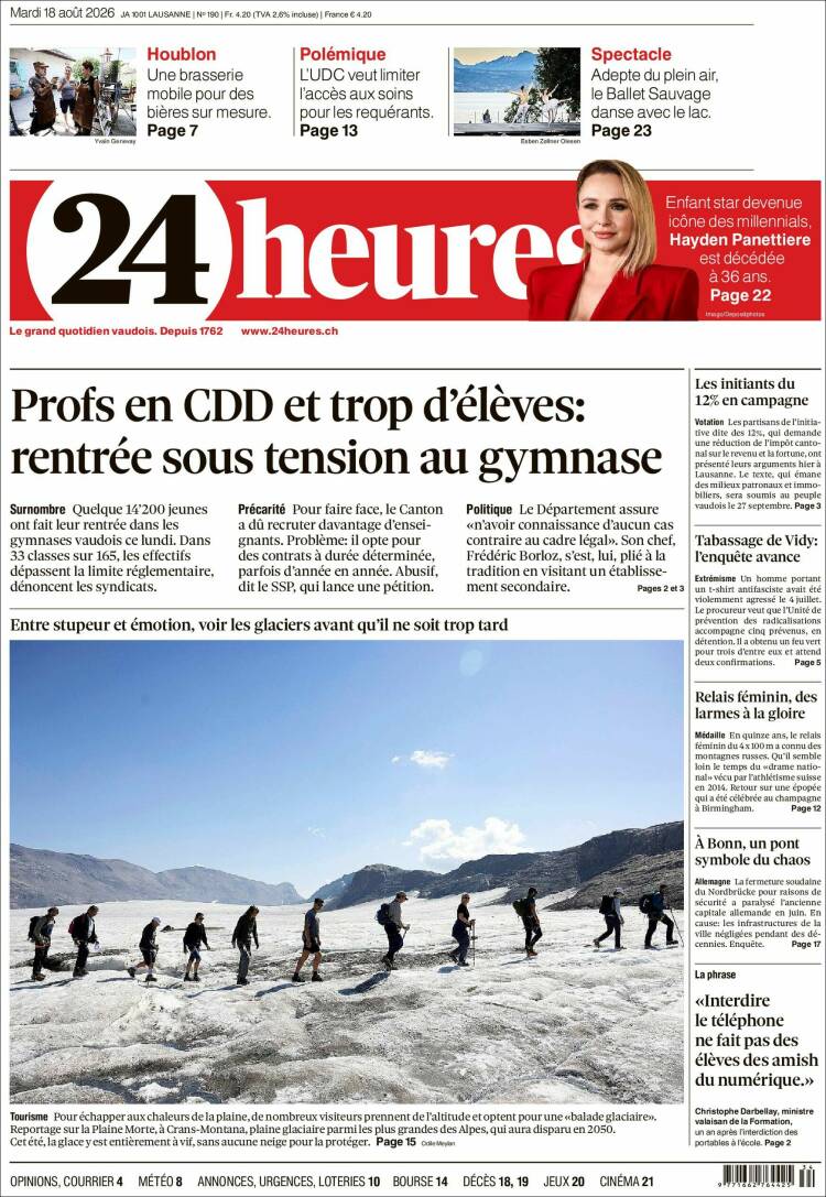 Portada de 24 Heures (Suiza)