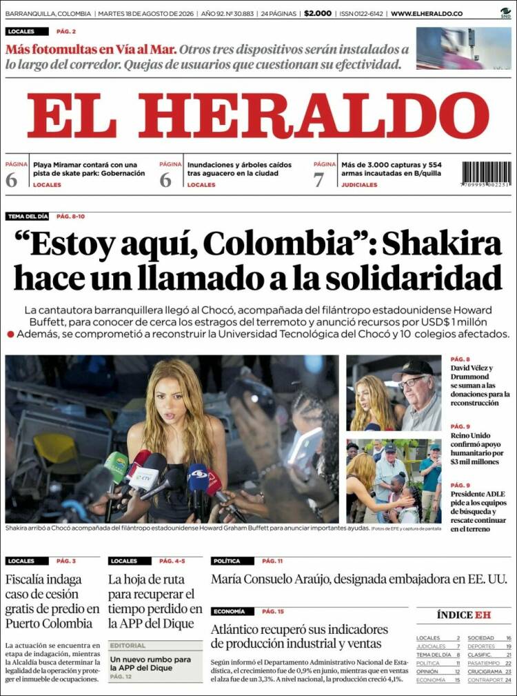Portada de El Heraldo (Colombia)