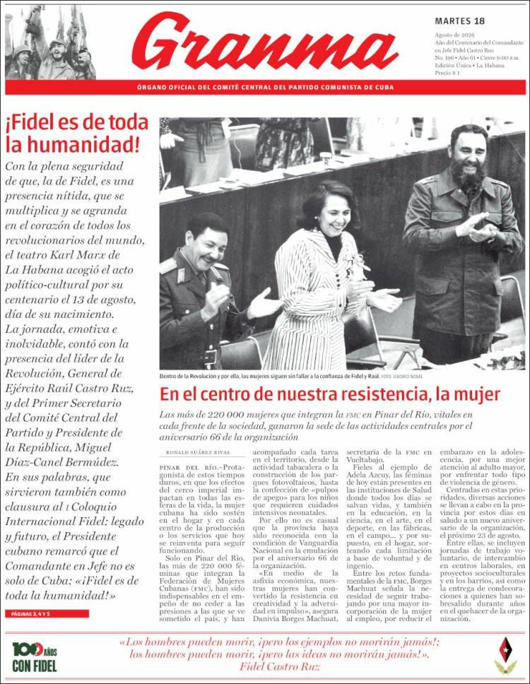 Portada de Granma (Cuba)