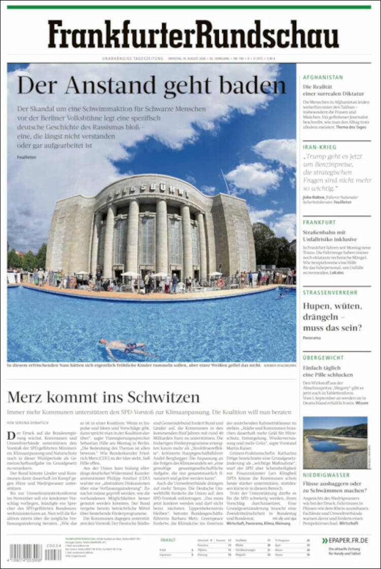 Portada de Frankfurter Rundschau (Germany)