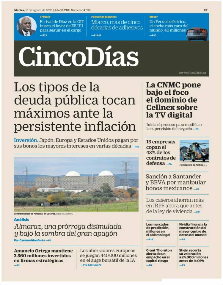 Portada de Cinco Días (Espa&ntilde;a)