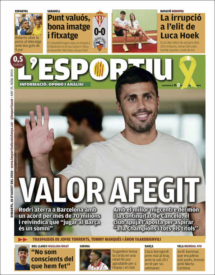 Portada de L'Esportiu (Espa&ntilde;a)