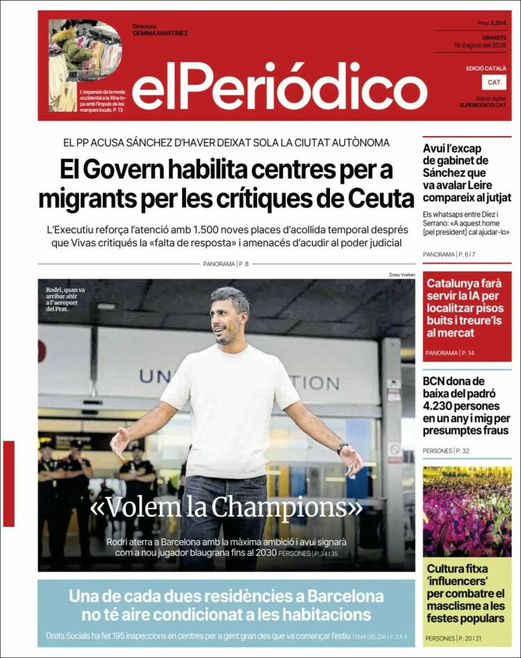 Portada de El Periódico de Catalunya (Espa&ntilde;a)