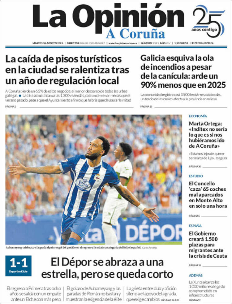 Portada de La Opinión de A Coruña (Espa&ntilde;a)