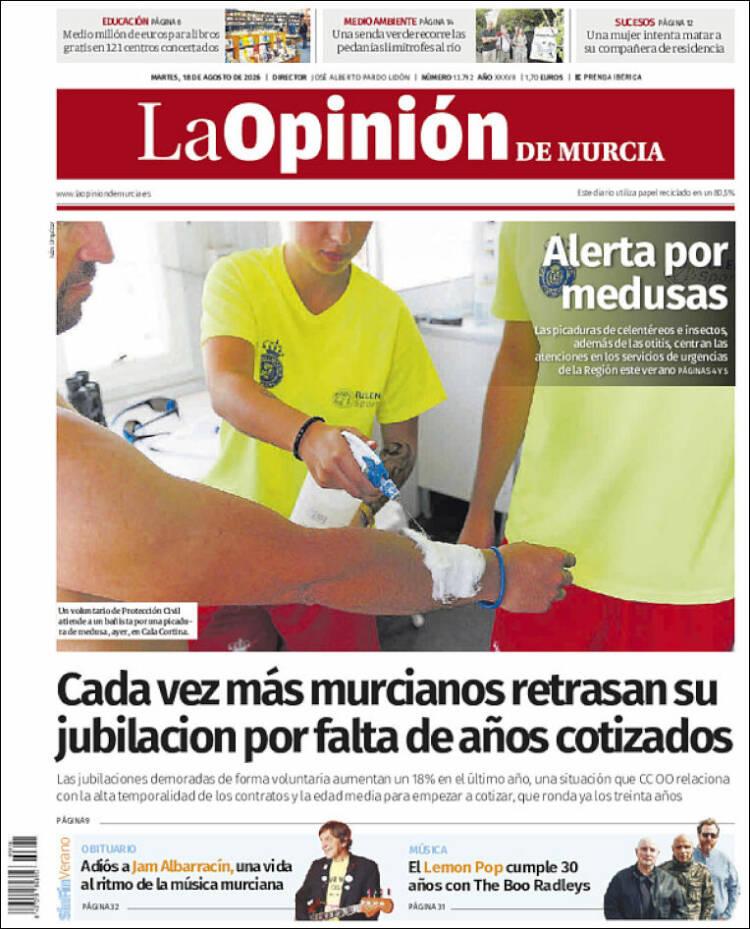 Portada de La Opinión de Murcia (Espa&ntilde;a)