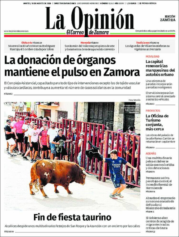 Portada de La Opinión - El Correo de Zamora (Espa&ntilde;a)
