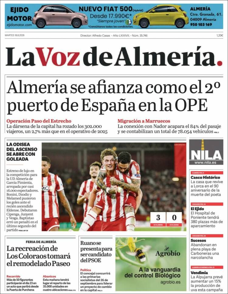 Portada de La Voz de Almería (Espa&ntilde;a)