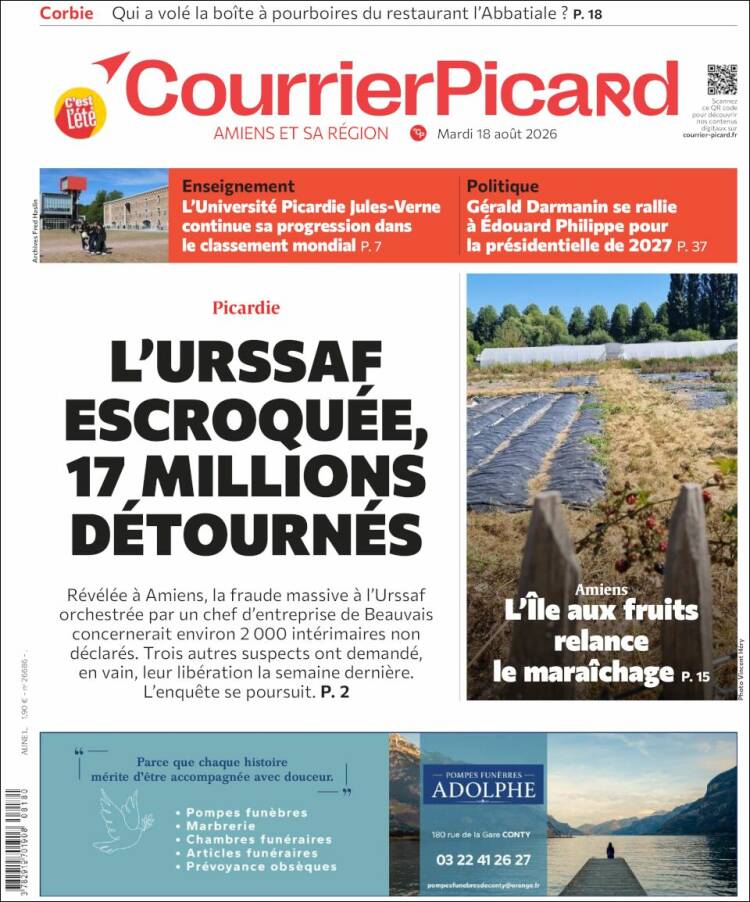 Portada de Courrier Picard (Francia)