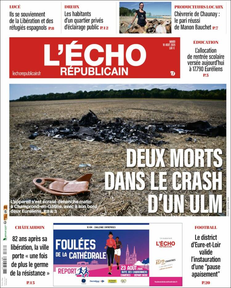 Portada de L'Echo Républicain (Francia)