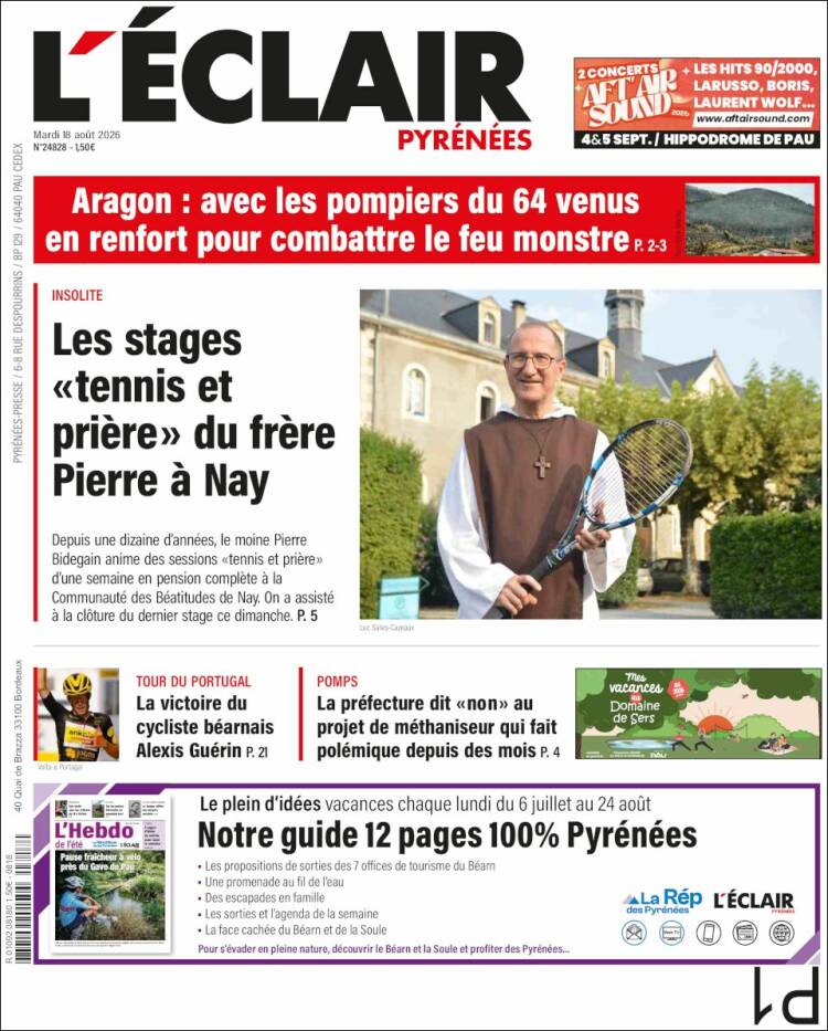 Portada de L'Eclair des Pyrénées (Francia)