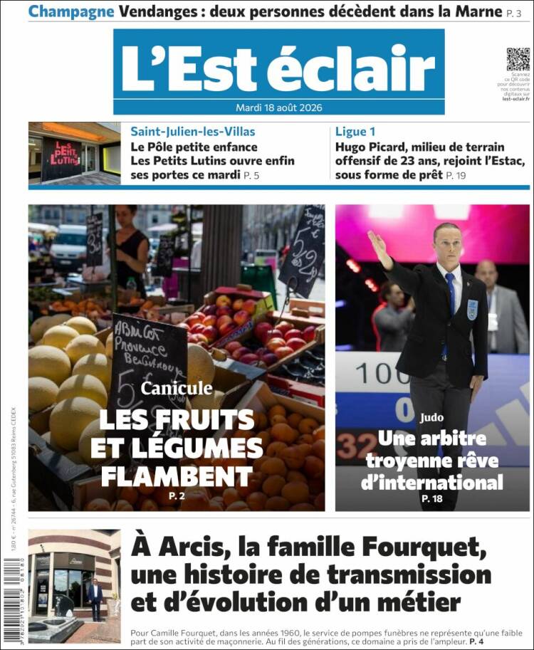 Portada de L'Est Eclair (Francia)