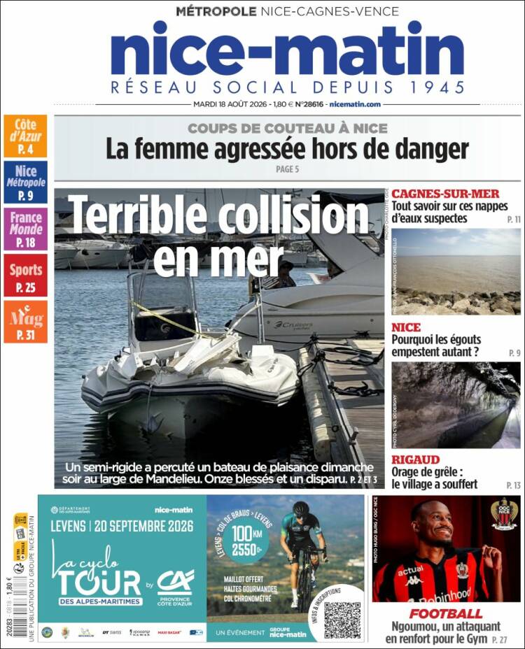 Portada de Nice-Matin (Francia)