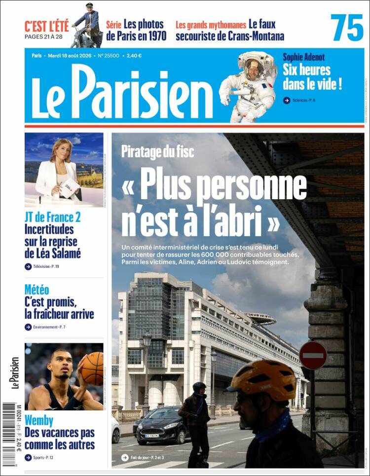 Portada de Le Parisien (Francia)