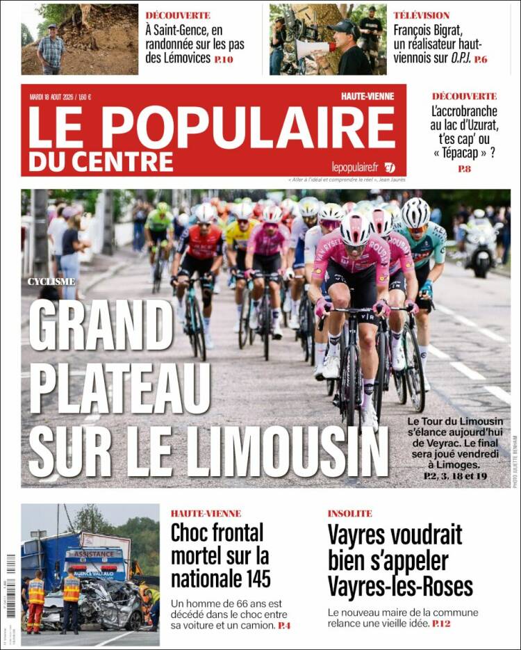 Portada de Le Populaire du Centre (Francia)