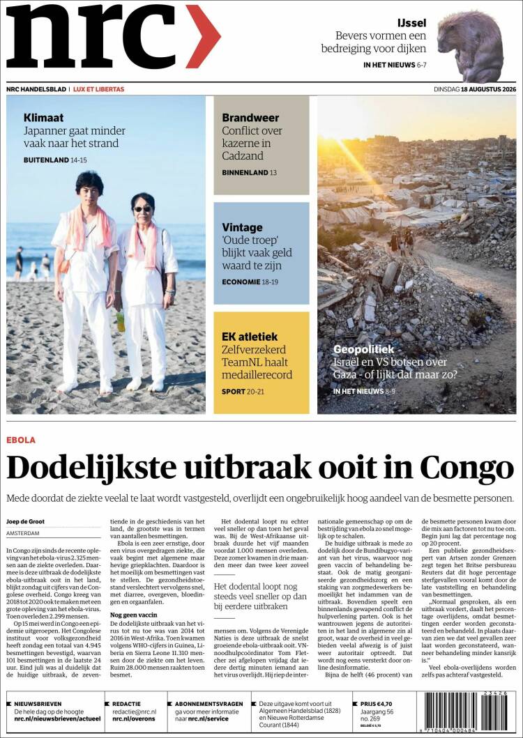 Portada de NRC Handelsblad (Pa&iacute;ses Bajos)