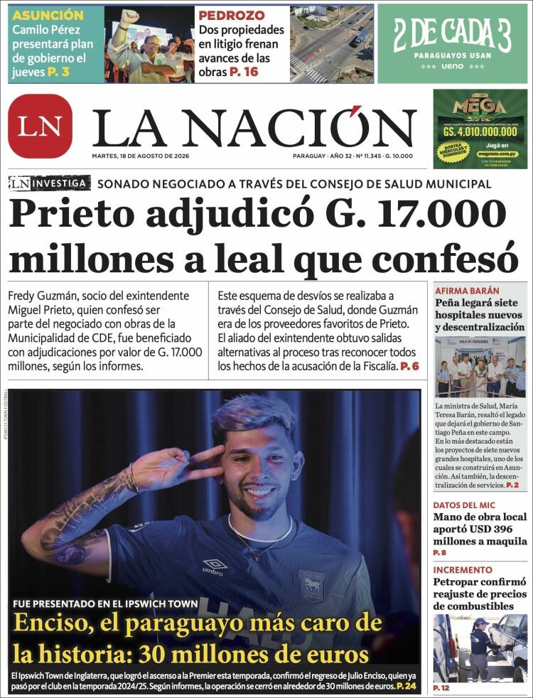 Portada de La Nación (Paraguay)