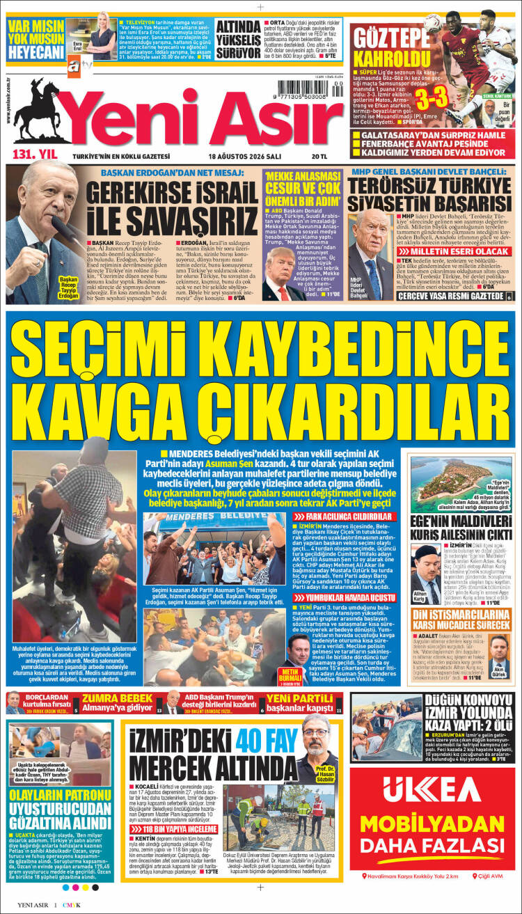 Portada de Yeni Asır (Turqu&iacute;a)