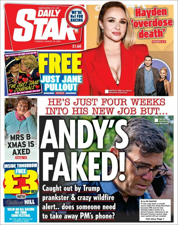 Portada de Daily Star (Reino Unido)