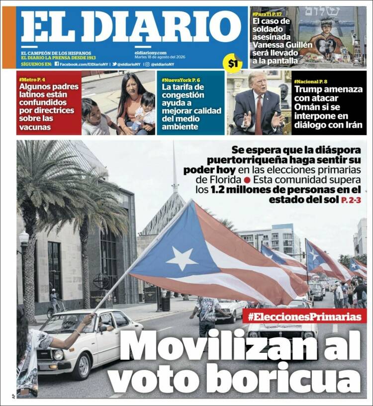 Portada de El Diario NY (USA)