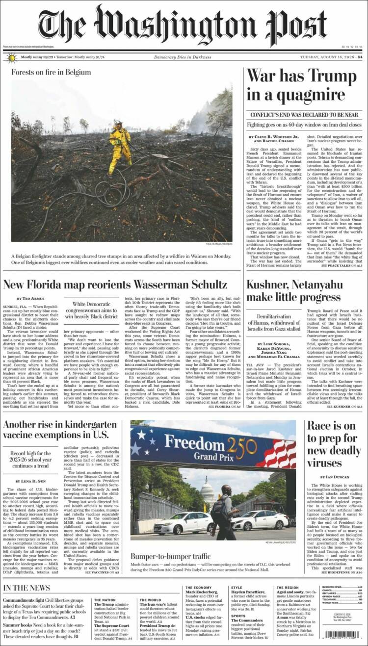 Portada de The Washington Post (USA)