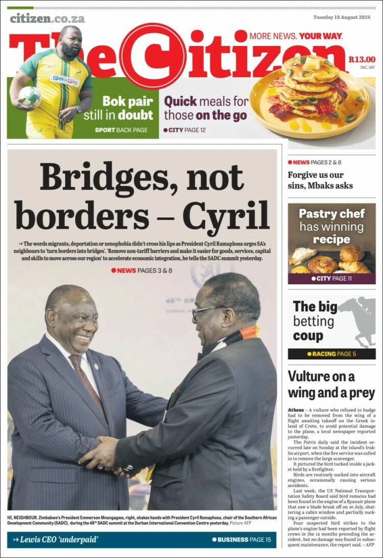 Portada de The Citizen (Sud&aacute;frica)