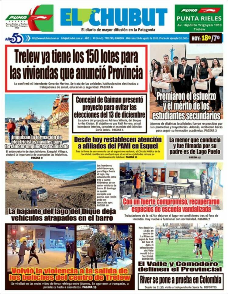 Portada de El Chubut (Argentina)