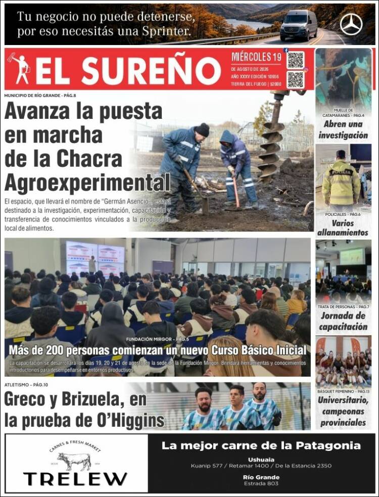 Portada de Diario El Sureño (Argentina)