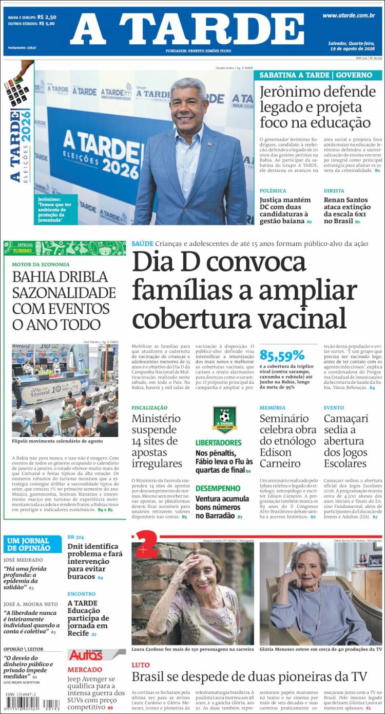 Portada de Diário A Tarde (Brasil)