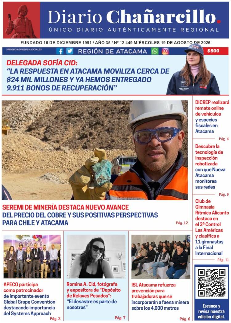Portada de Diario Chañarcillo (Chile)